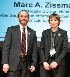 Marc Zissman accepted his Unsung Hero Award from MIT Vice President for Research Maria Zuber